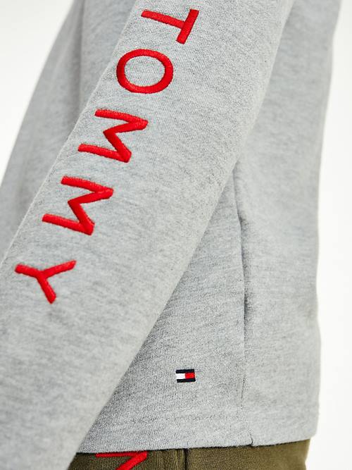 Tommy Hilfiger Lounge Embroidery Pálya Sweatshirt Pizsama Férfi Szürke | TH798CAQ