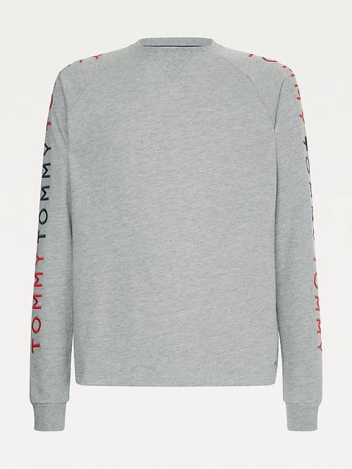 Tommy Hilfiger Lounge Embroidery Pálya Sweatshirt Pizsama Férfi Szürke | TH798CAQ