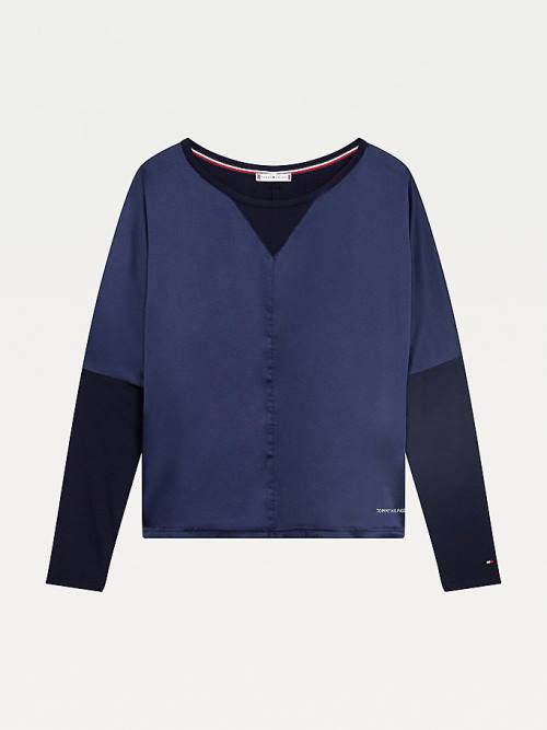 Tommy Hilfiger Lounge Long Sleeve Top Pizsama Női Kék | TH732APC