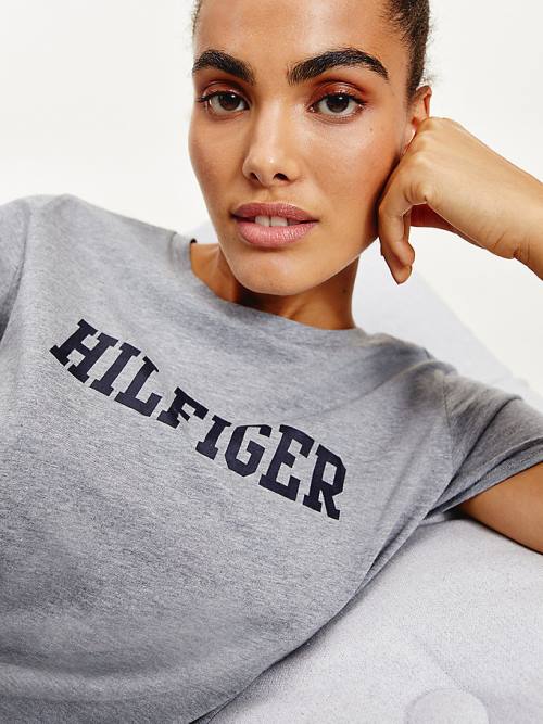 Tommy Hilfiger Lounge Organic Pamut Póló Női Szürke | TH064KLX