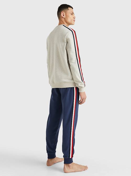 Tommy Hilfiger Lounge Signature Tape Sweatshirt Pizsama Férfi Bézs | TH498RUJ