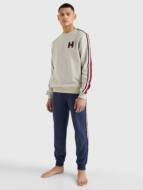 Tommy Hilfiger Lounge Signature Tape Sweatshirt Pizsama Férfi Bézs | TH498RUJ