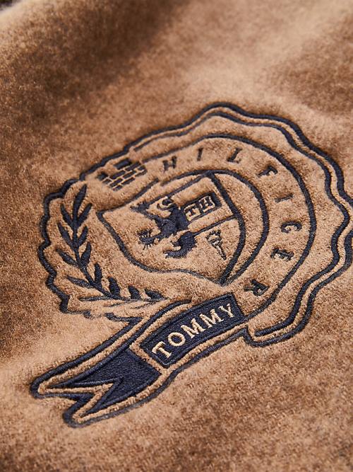 Tommy Hilfiger Lux Cashmere Wool Crest Sál Női Bézs | TH891LAR