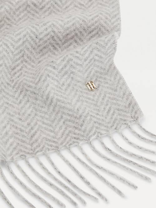 Tommy Hilfiger Lux Cashmere Wool Herringbone Sál Női Szürke | TH718MQV