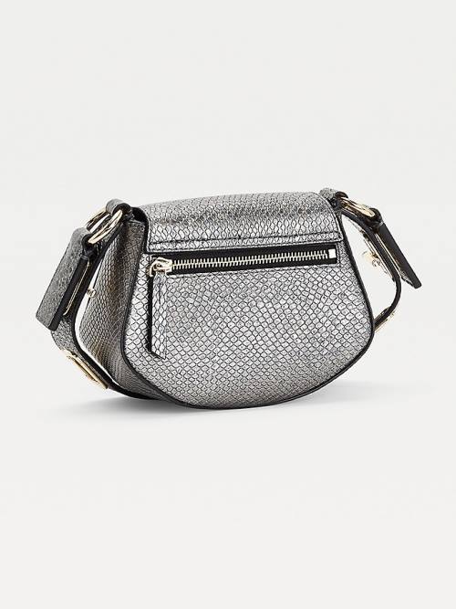 Tommy Hilfiger Luxe Bőr Small Metallic Crossover Táska Női Szürke | TH689RJX