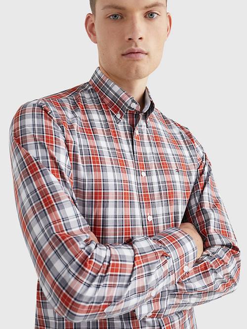 Tommy Hilfiger Madras Check Regular Fit Ingek Férfi Piros | TH578MVQ