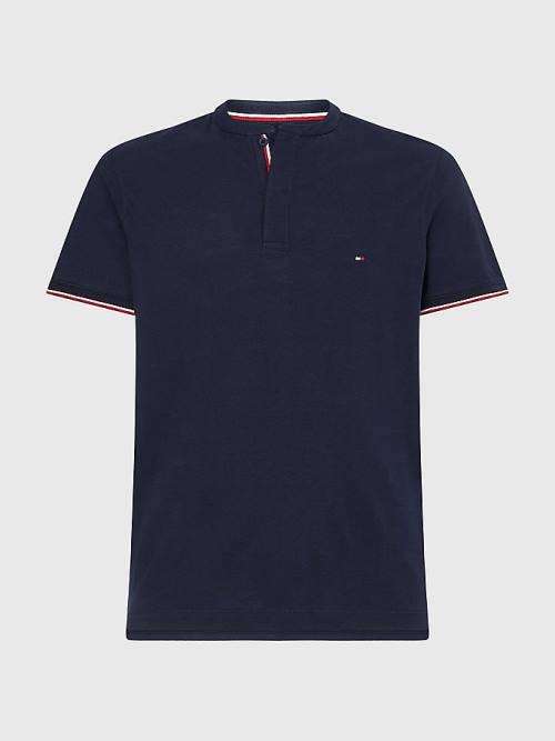 Tommy Hilfiger Mandarin Collar Slim Fit Póló Férfi Kék | TH064USJ