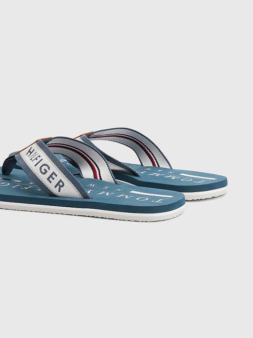 Tommy Hilfiger Maritime Logo Flip-Flops Szandál Férfi Kék | TH650WXL