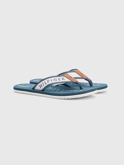 Tommy Hilfiger Maritime Logo Flip-Flops Szandál Férfi Kék | TH650WXL