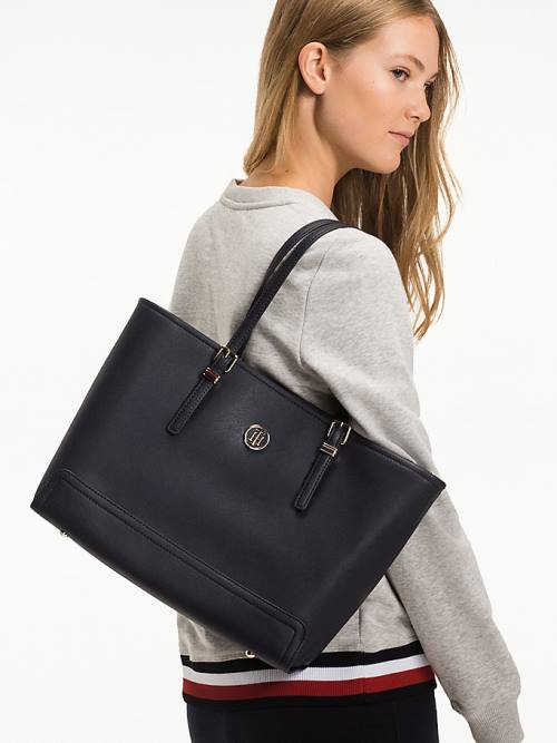 Tommy Hilfiger Medium Monogram Logo Tote Táska Női Kék | TH974XLY