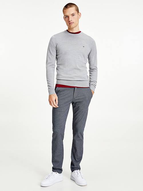 Tommy Hilfiger Merino Wool Crew Neck Jumper Pulóverek Férfi Szürke | TH698GVW