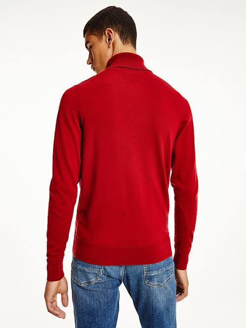 Tommy Hilfiger Merino Wool Roll Neck Jumper Pulóverek Férfi Piros | TH042OQA