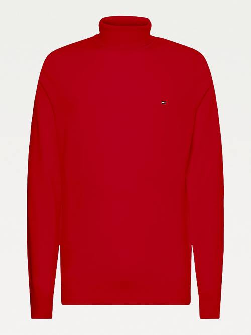 Tommy Hilfiger Merino Wool Roll Neck Jumper Pulóverek Férfi Piros | TH042OQA