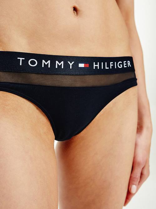 Tommy Hilfiger Mesh Inset Stretch Pamut Tanga Fehérnemű Női Kék | TH310JQW