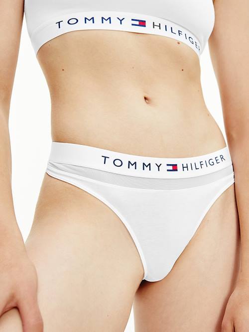 Tommy Hilfiger Mesh Inset Stretch Pamut Tanga Fehérnemű Női Fehér | TH583UQD