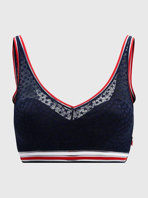 Tommy Hilfiger Mesh Padded Triangle Bralette Fehérnemű Női Kék | TH132MAP