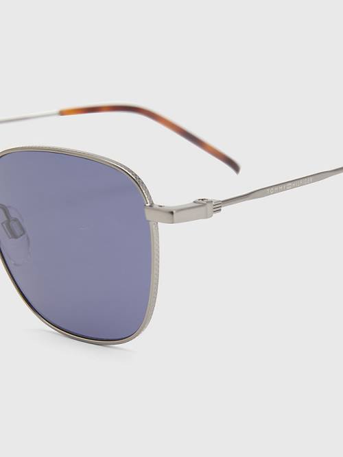 Tommy Hilfiger Metal Rectangular Frame Napszemüveg Férfi Szürke | TH179GIC