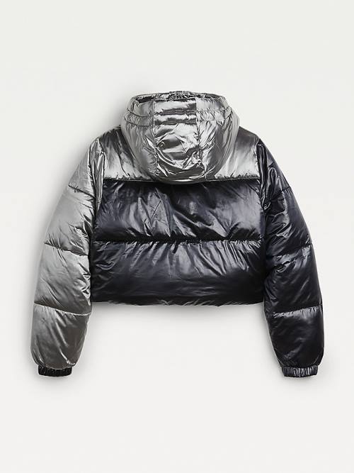 Tommy Hilfiger Metallic Colour-Blocked Down Puffer Kabát Női Szürke | TH038IUY