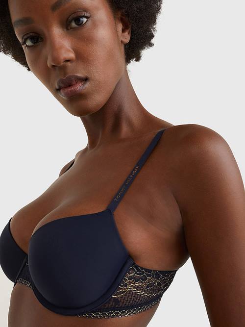 Tommy Hilfiger Metallic Csipke Balconette Bra Fehérnemű Női Kék | TH378CTV