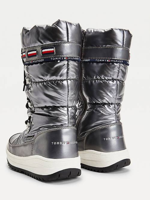 Tommy Hilfiger Metallic Csipke-Up Snow Bakancs Lány Titán | TH971RMJ