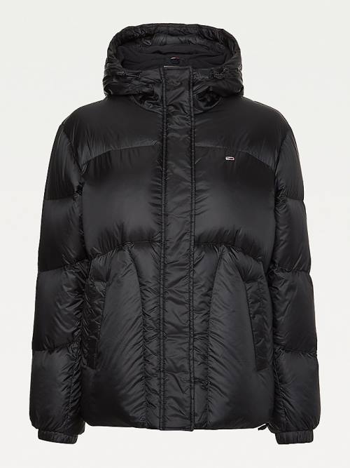 Tommy Hilfiger Metallic Down Puffer Kabát Női Fekete | TH043IVQ