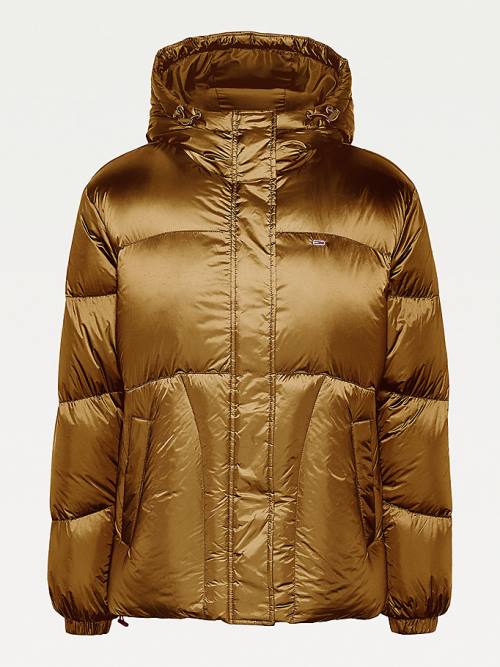 Tommy Hilfiger Metallic Down Puffer Kabát Női Barna | TH172TJR