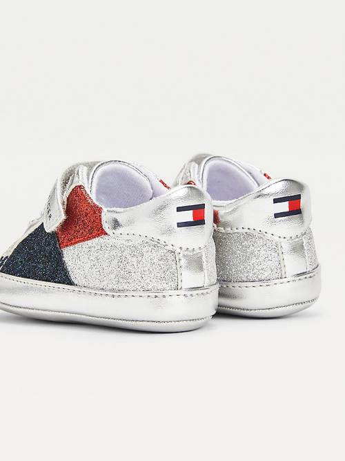 Tommy Hilfiger Metallic Glitter Csipke-Up Tornacipő Lány Titán | TH258IKQ