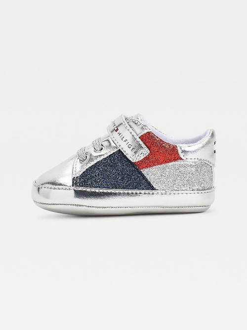 Tommy Hilfiger Metallic Glitter Csipke-Up Tornacipő Lány Titán | TH258IKQ