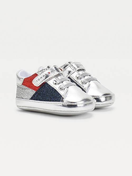 Tommy Hilfiger Metallic Glitter Csipke-Up Tornacipő Lány Titán | TH258IKQ