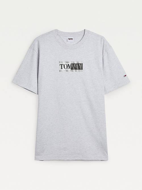 Tommy Hilfiger Metallic Logo Organic Pamut Classic Póló Férfi Szürke | TH094EWT