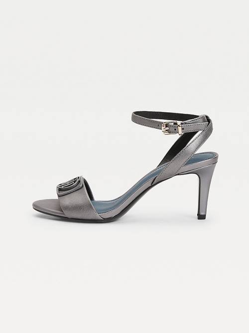 Tommy Hilfiger Metallic Mid-Heel Szandál Női Szürke | TH392XUH