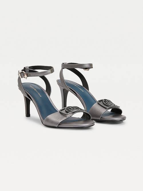 Tommy Hilfiger Metallic Mid-Heel Szandál Női Szürke | TH392XUH