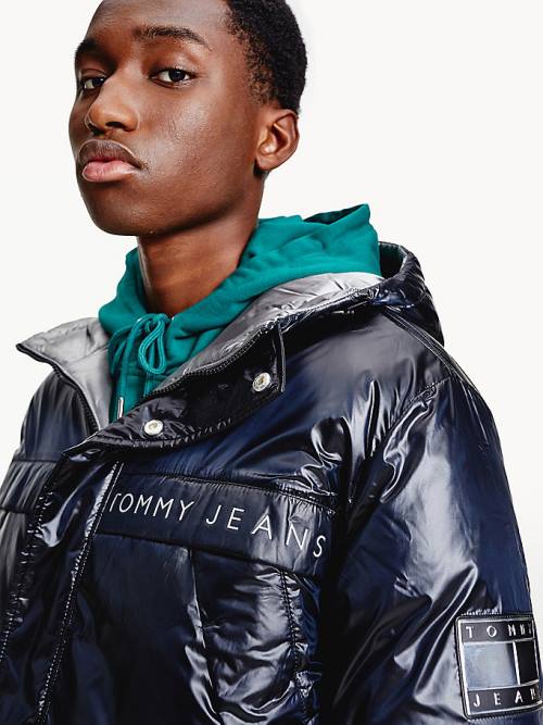 Tommy Hilfiger Metallic Reversible Padded Puffer Kabát Férfi Fekete | TH041GEY