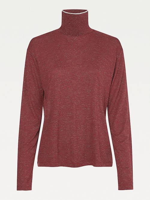 Tommy Hilfiger Metallic Roll Neck Jumper Póló Női Lila | TH250ODA