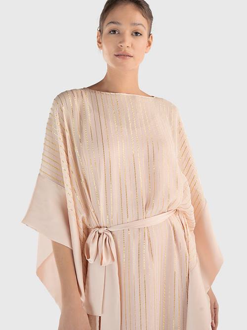 Tommy Hilfiger Metallic Stripe Kaftan Ruha Női Rózsaszín | TH340ASM