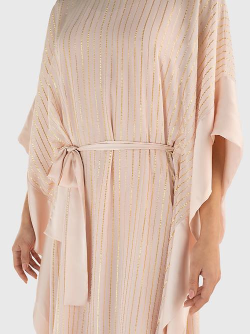 Tommy Hilfiger Metallic Stripe Kaftan Ruha Női Rózsaszín | TH340ASM