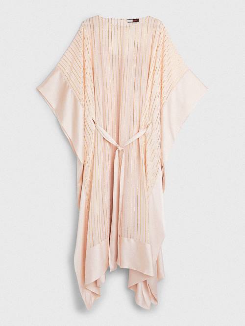 Tommy Hilfiger Metallic Stripe Kaftan Ruha Női Rózsaszín | TH340ASM