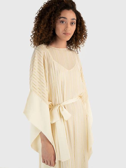 Tommy Hilfiger Metallic Stripe Kaftan Ruha Női Fehér | TH687HTX