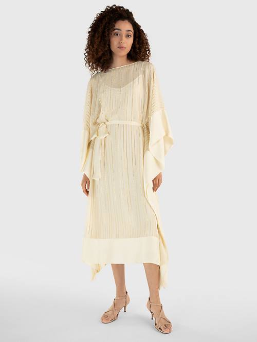 Tommy Hilfiger Metallic Stripe Kaftan Ruha Női Fehér | TH687HTX