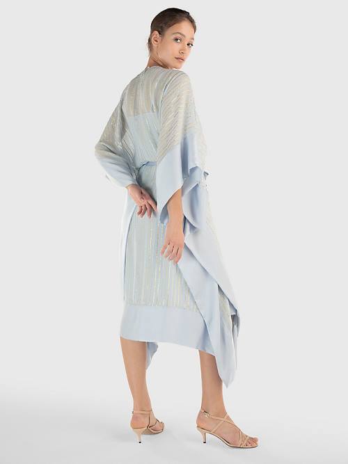 Tommy Hilfiger Metallic Stripe Kaftan Ruha Női Kék | TH831MTJ