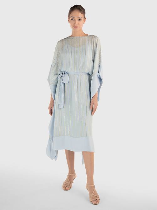 Tommy Hilfiger Metallic Stripe Kaftan Ruha Női Kék | TH831MTJ