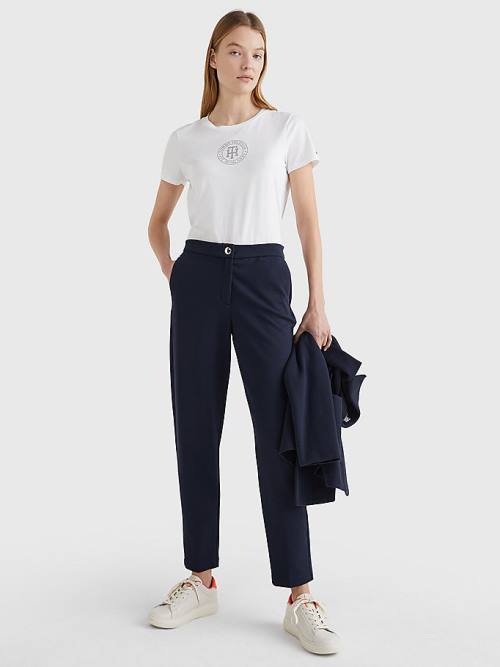 Tommy Hilfiger Michelle Textured Tapered Nadrág Női Kék | TH651FQM