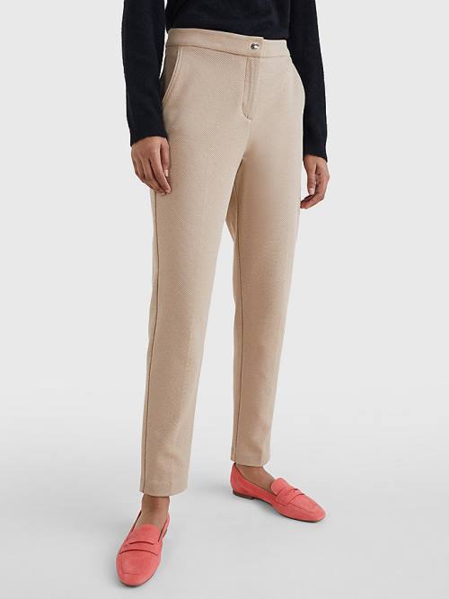 Tommy Hilfiger Michelle Textured Tapered Nadrág Női Bézs | TH895XIO