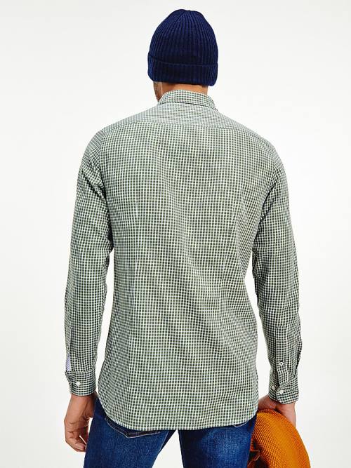 Tommy Hilfiger Micro Check Slim Fit Ingek Férfi Zöld | TH097JIV