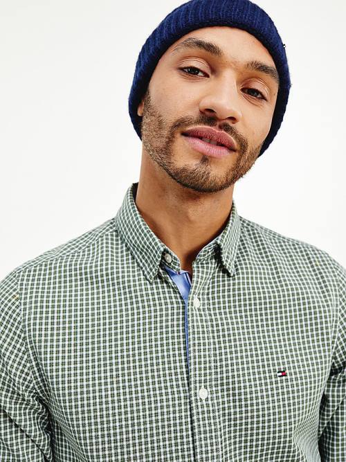 Tommy Hilfiger Micro Check Slim Fit Ingek Férfi Zöld | TH097JIV