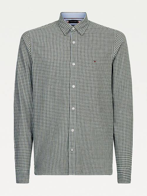 Tommy Hilfiger Micro Check Slim Fit Ingek Férfi Zöld | TH097JIV