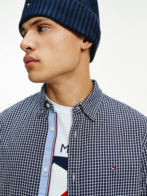 Tommy Hilfiger Micro Check Slim Fit Ingek Férfi Kék | TH719YNQ