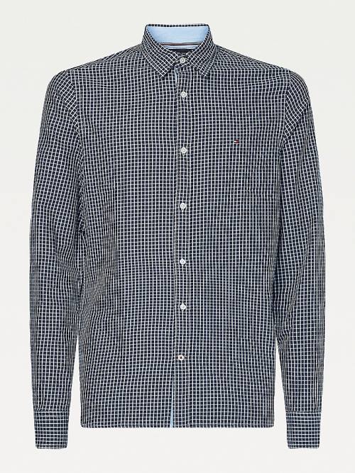 Tommy Hilfiger Micro Check Slim Fit Ingek Férfi Kék | TH719YNQ