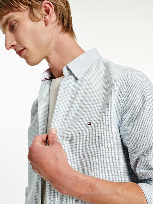 Tommy Hilfiger Micro Check Slim Fit Oxford Ingek Férfi Kék | TH825LOE