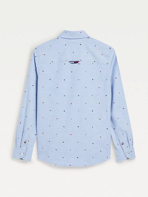 Tommy Hilfiger Micro Print Oxford Ingek Fiú Kék | TH843YEF